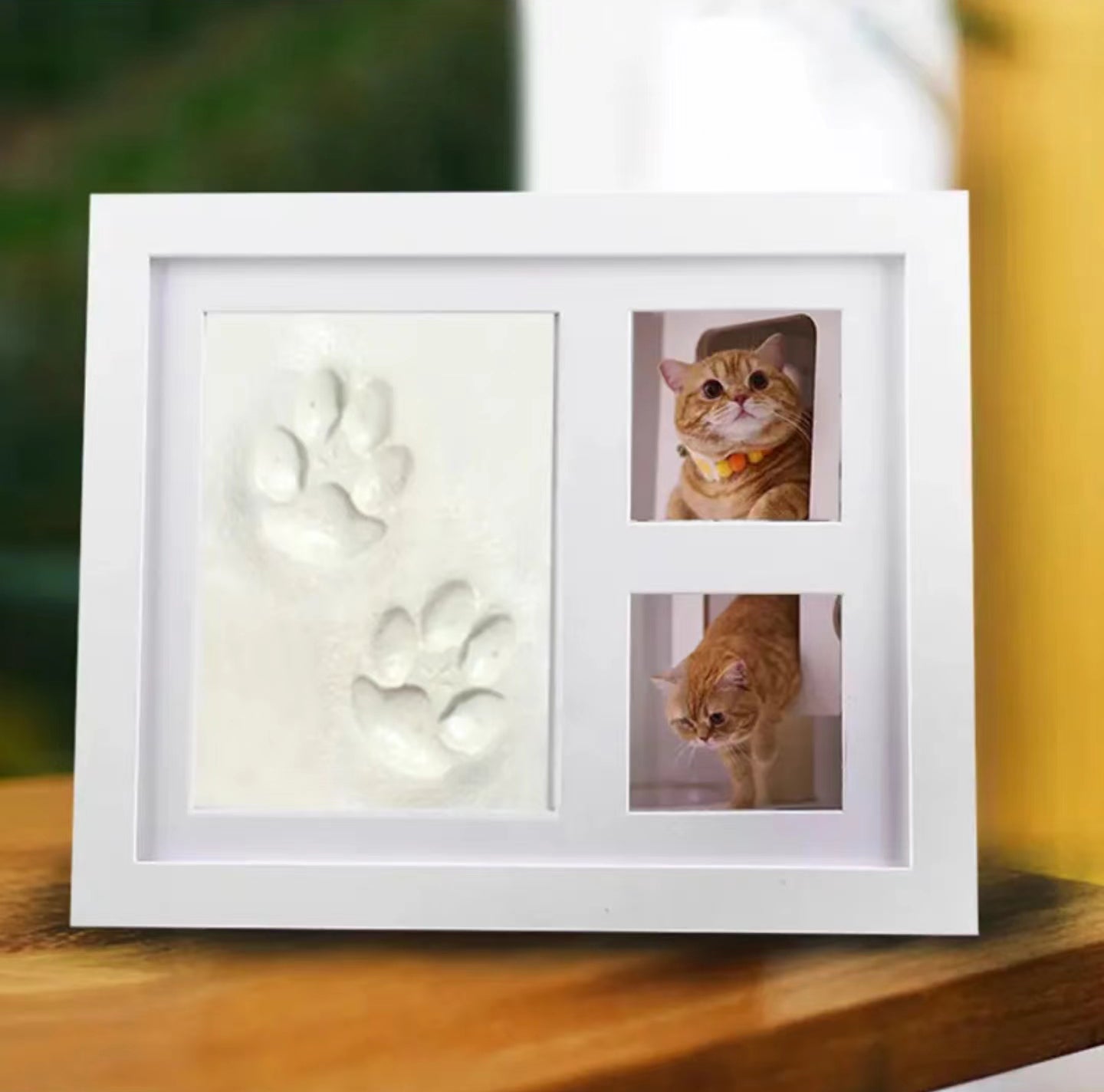 Dog Paw Print Photo Frame Kit with No Toxic Clay , Cat Paw Print Impression Kit, Memorial Gifts for Pet Lovers