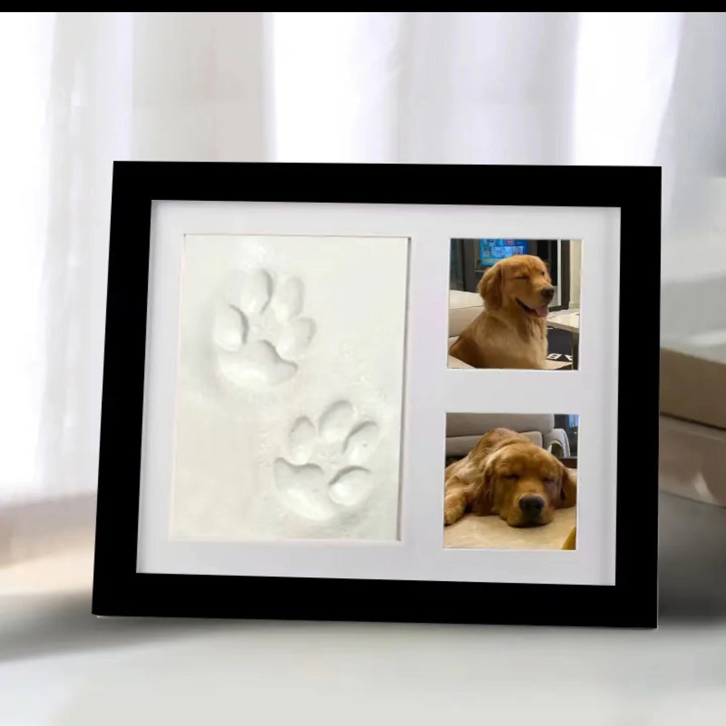 Dog Paw Print Photo Frame Kit with No Toxic Clay , Cat Paw Print Impression Kit, Memorial Gifts for Pet Lovers