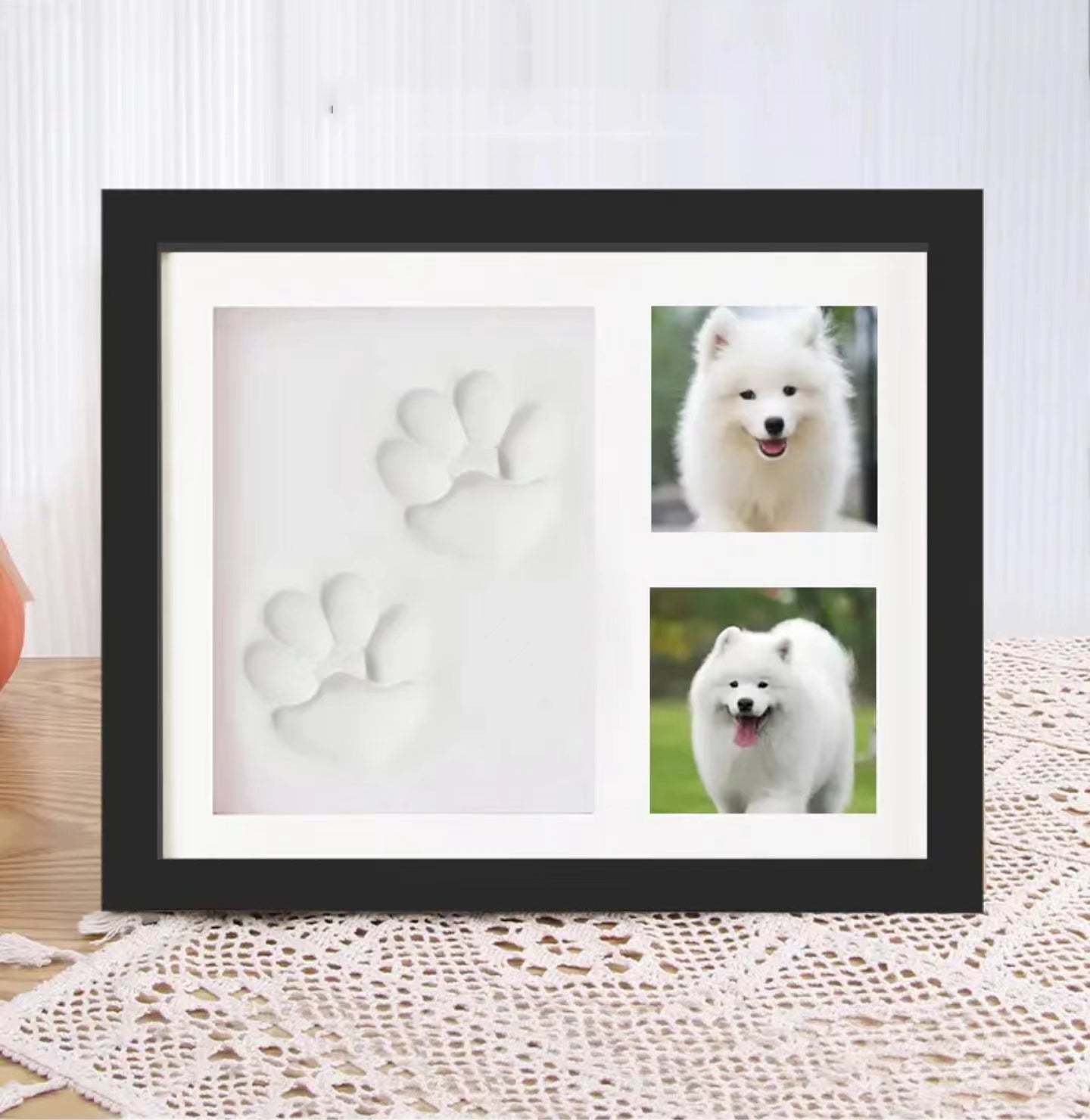 Dog Paw Print Photo Frame Kit with No Toxic Clay , Cat Paw Print Impression Kit, Memorial Gifts for Pet Lovers