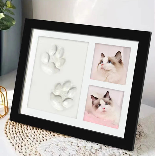 Dog Paw Print Photo Frame Kit with No Toxic Clay , Cat Paw Print Impression Kit, Memorial Gifts for Pet Lovers