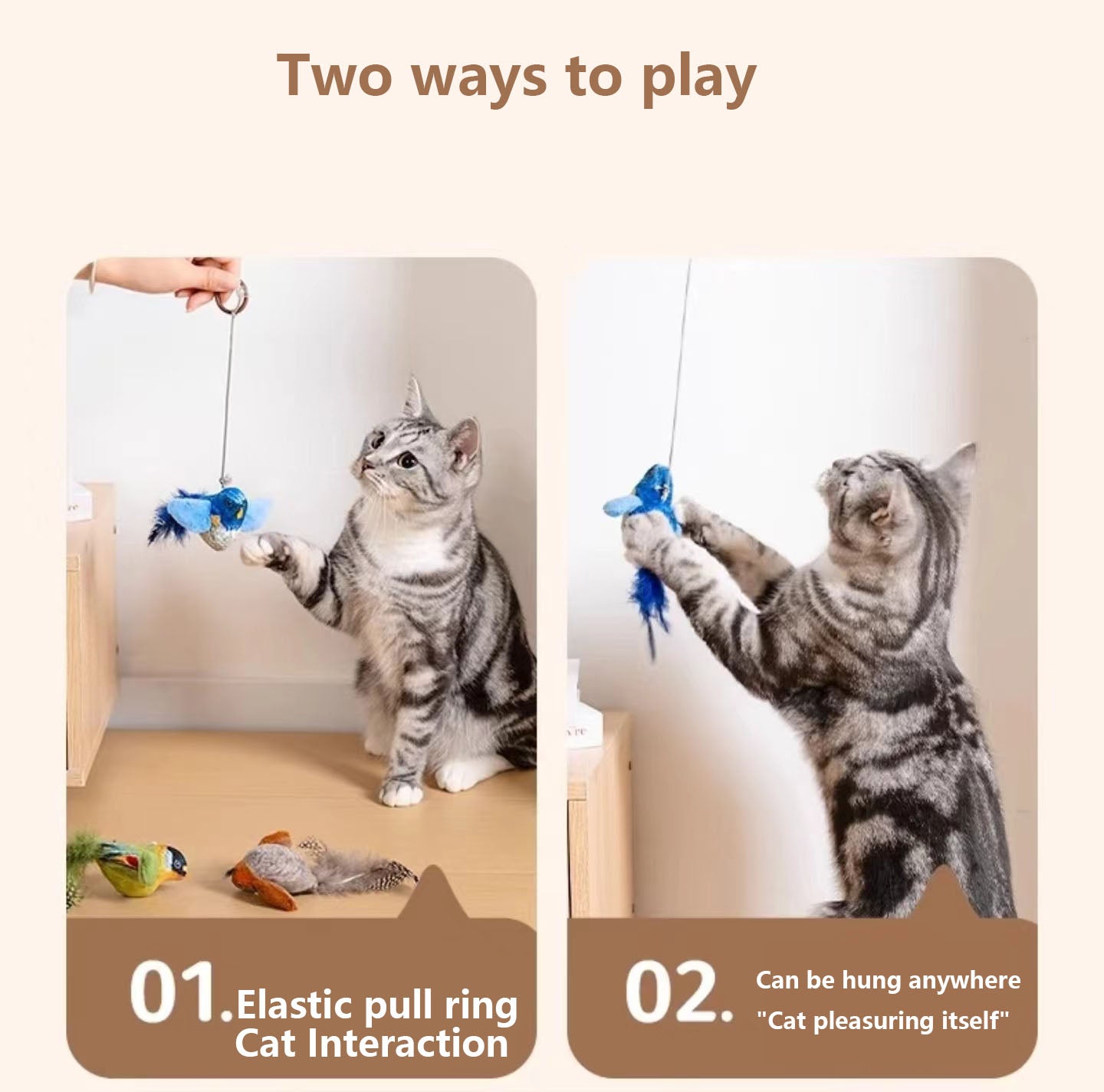 Interactive Cat Toy with Real Chirping Bird Electronic Sound Squeaky