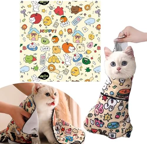 Cat Grooming Wrap: Self-Adherent, Anti-Bite, Anti-Scratch, Anti-Escape Calming Wrap for Medicine, Nail Clipping- Multifunctional Pet Tool