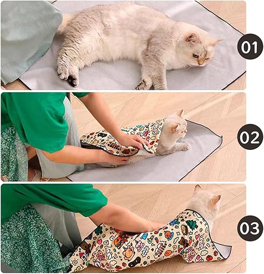 Cat Grooming Wrap: Self-Adherent, Anti-Bite, Anti-Scratch, Anti-Escape Calming Wrap for Medicine, Nail Clipping- Multifunctional Pet Tool