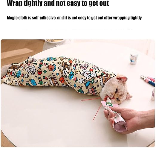 Cat Grooming Wrap: Self-Adherent, Anti-Bite, Anti-Scratch, Anti-Escape Calming Wrap for Medicine, Nail Clipping- Multifunctional Pet Tool