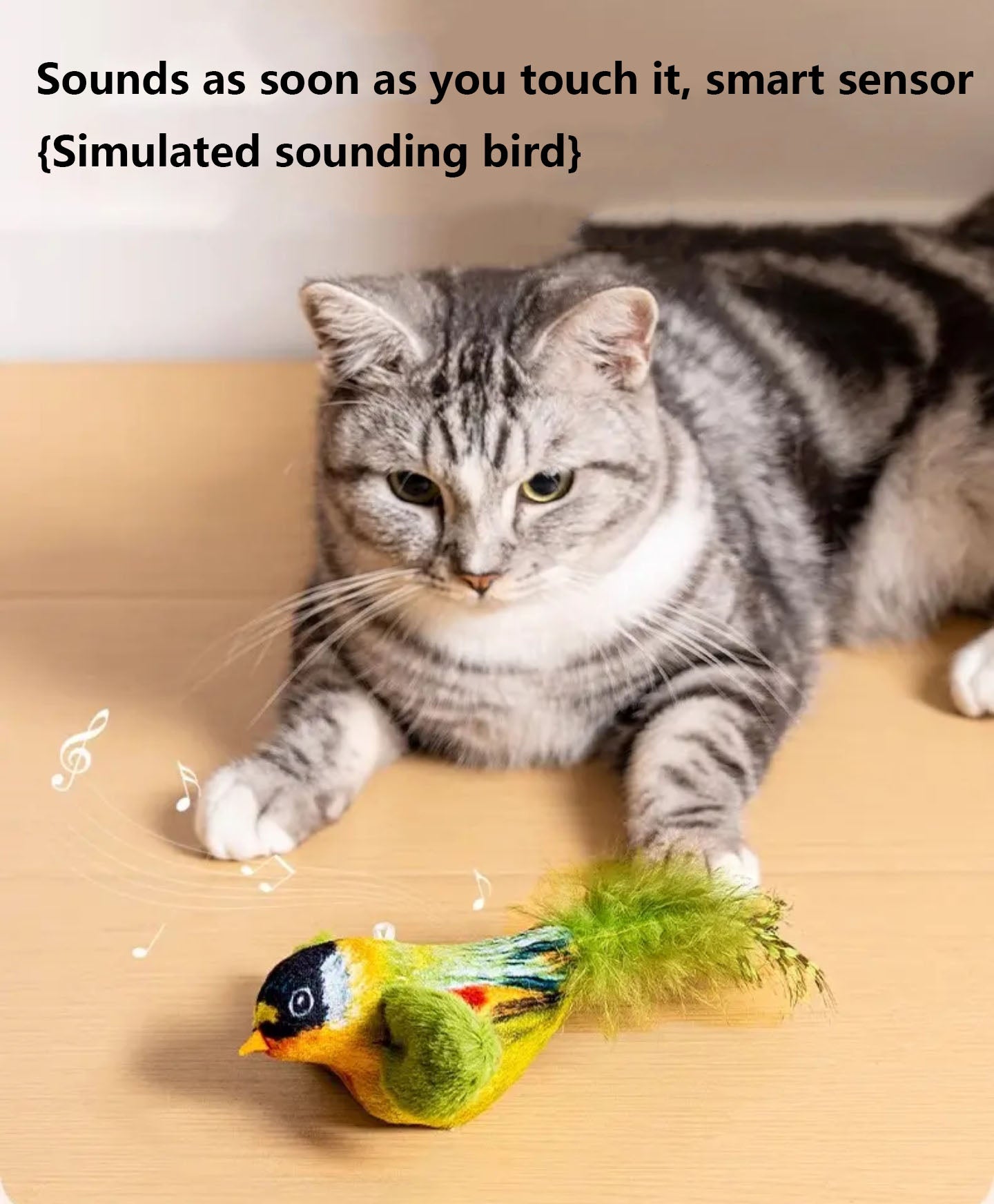 Interactive Cat Toy with Real Chirping Bird Electronic Sound Squeaky