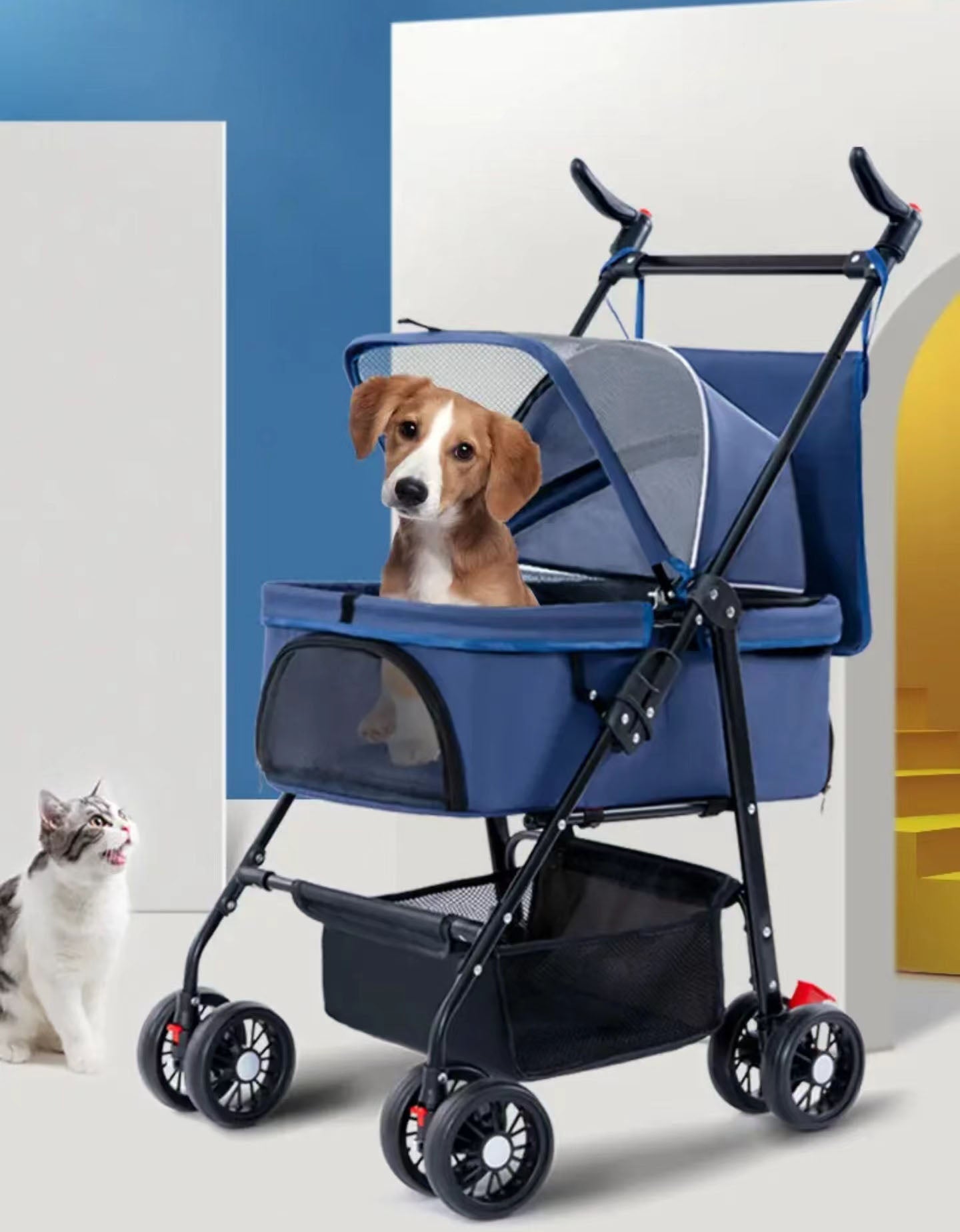 Pet Stroller,4 Wheels Dog Cat Stroller