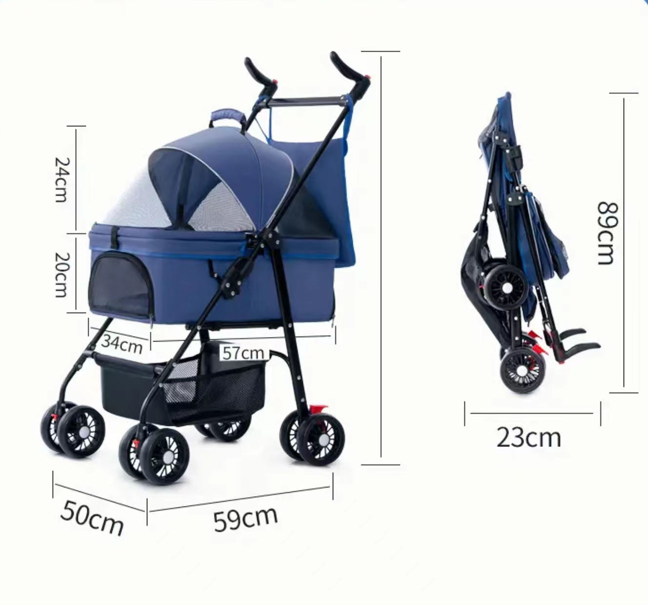 Pet Stroller,4 Wheels Dog Cat Stroller