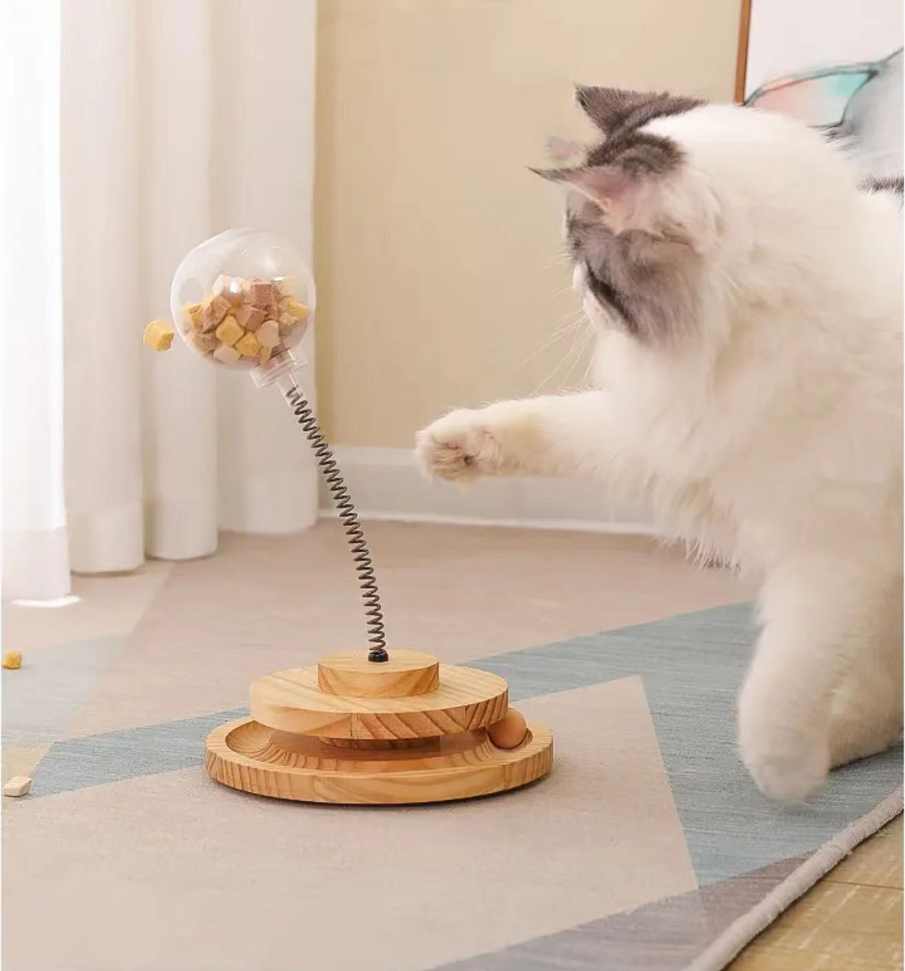 Cat Treat Dispenser Toy with Circle Ball Track