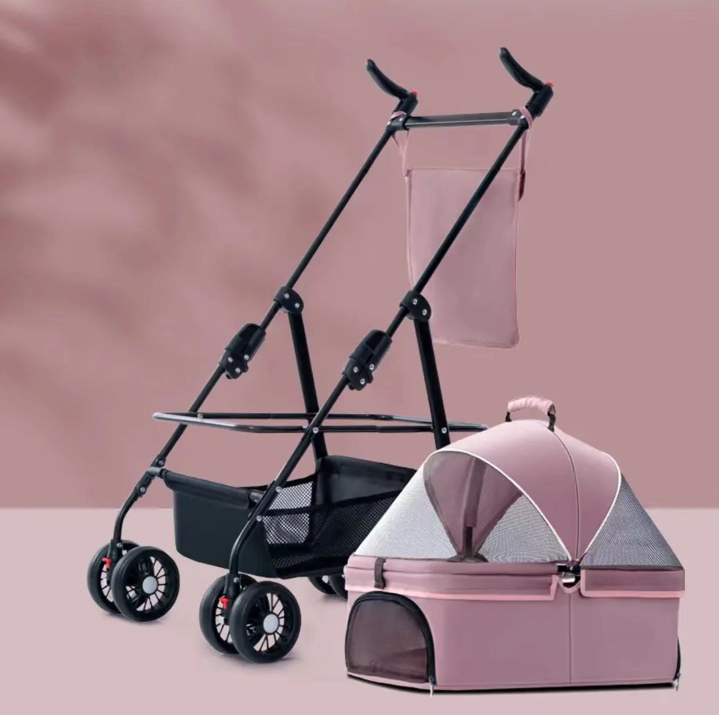 Pet Stroller,4 Wheels Dog Cat Stroller